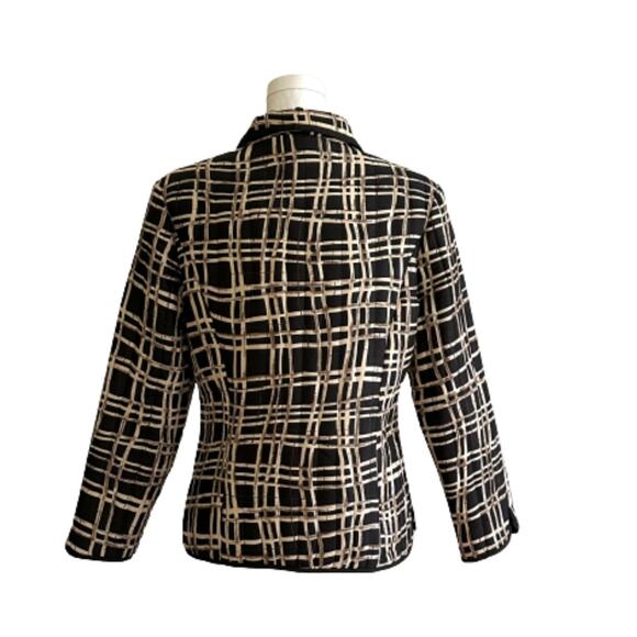 Carole Little Jacket Silk Quilted Black Tan Gold Sequin Bling Zip Front Large - Picture 5 of 11